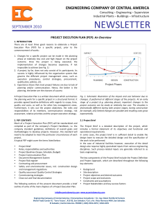 Project Execution Plan (PEP) Overview - Engineering Newsletter