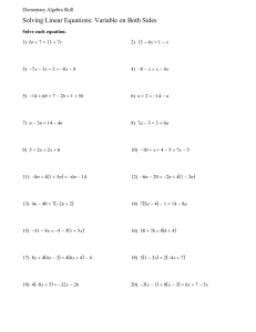 Solving equations with the variable on each side worksheet