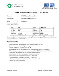 75 KW Motor inspection report
