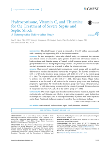 Hydrocortisone, Vitamin C, and Thiamine for the Treatment of Severe Sepsis and Septic Shock