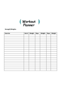 Simple Workout Planner Template