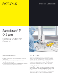 Sartobran P 0.2 µm Sterilizing Filter Datasheet