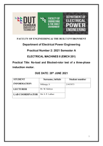 Electrical Machines II Practical II