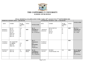 2020-2021 FINAL SESSIONAL EXAMINATION TIMETABLE - 3rd - 4th Years Only With Invigilators