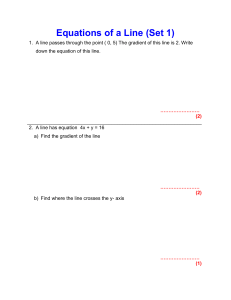 Equation of a Line (Maths Worksheet Year 8)