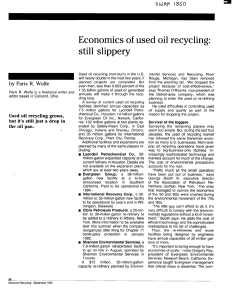 Economics of used oil recycling