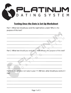 Texting Once the Date is Set Up Worksheet