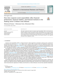 How does corporate social responsibility affect financial performance, financial stability, and financial inclusion in the banking sector  Evidence from Pakistan