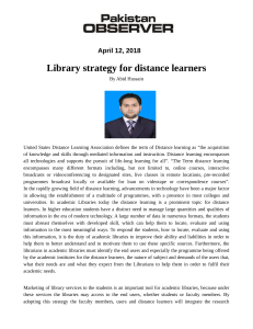 Library strategy for distance learners