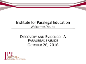 Discovery and Evidence - A Paralegal's Guide