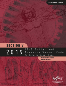 Standard - ASME BPVC V - Boiler and Pressure Vessel Code, Nondestructive Examination - 2019