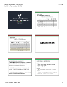 Physical Pharmacy: Pharmacist Licensure Exam Review