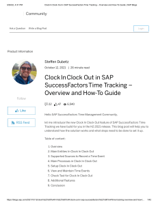 Clock In Clock Out in SAP SuccessFactors Time Tracking – Overview and How-To Guide   SAP Blogs