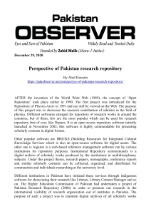 Perspective of Pakistan research reposit