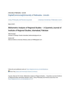 Bibliometric Analysis of Regional Studie: A Flagship journal of Institute of Regional Studies 