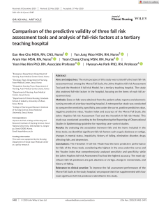 Journal of Clinical Nursing - 2020 - Cho - Comparison of the predictive validity of three fall risk assessment tools and
