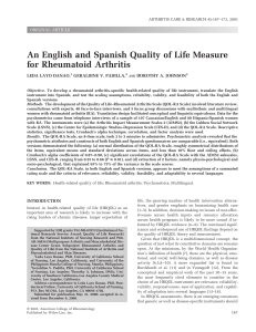 An English and Spanish Quality of Life Measure for Rheumatoid Arthritis