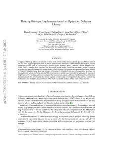 Roaring Bitmaps Implementation of an Optimized Software