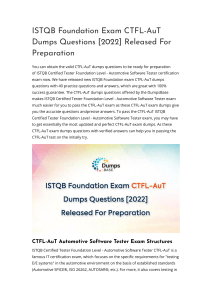 ISTQB Foundation Exam CTFL-AuT Dumps Questions [2022]
