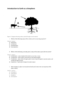 Introduction to Earth as a biosphere worksheet