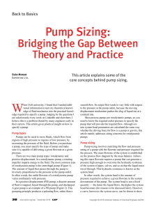 Pump Sizing and Selection