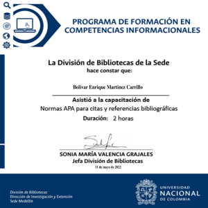 Capacitaciones-Certificado Normas APA para citas y referencias bibliográficas 8616