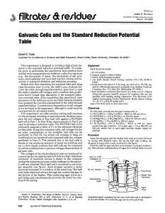 Galvanic Cells and the Standard Reduction Potential Table