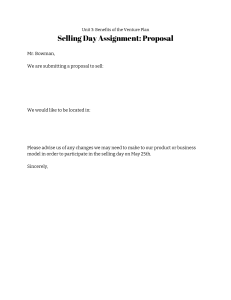 Selling Day Assignment  Proposal