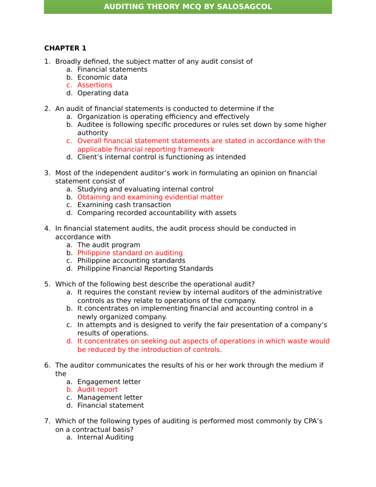 Auditing theory mcqs by salosagcol with answers Compress