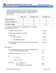 Chi-Square Distributions Chi-Square Tests IB Question