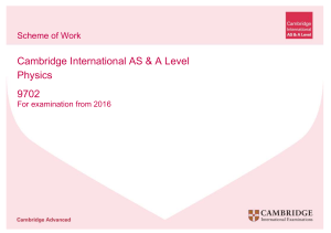 Cambridge AS & A Level Physics Scheme of Work