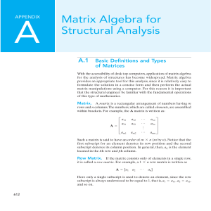 Matrix Algebra for Structural Analysis