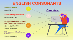[Contrastive Linguistics] Presentation 1 Consonants