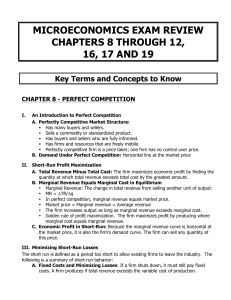 Microeconomics exam review chapters 8-12, 16, 17, 19