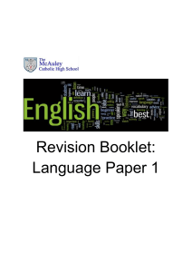 English Language Paper 1 Revision Booklet