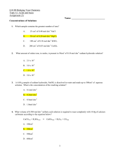 G10 Chemistry Assignment - Topic 6.1 Acids and bases  3  MS