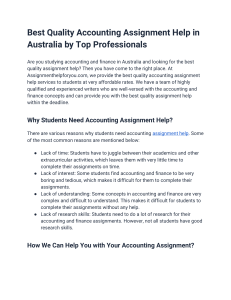 Best Quality Accounting Assignment Help in Australia by Top Professionals