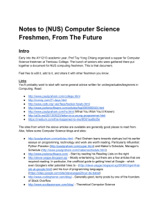 Notes to (NUS) Computer Science Freshmen, From The Future