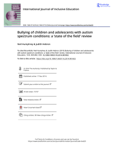 Bullying of children and adolescents with autism spectrum conditions a state of the field review
