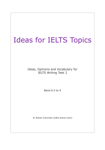 双面黑白，紫色-皮纹纸装订（封面为文件第一页）： Ideas for IELTS Topics
