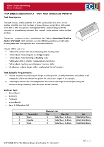 DTM1104 - TASK SHEET - 1.1 Sheet Metal Toolbox