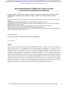 Reduced Neutralization of SARS-CoV- 2 Omicron by Vaccine Sera and Monoclonal Antibodies 