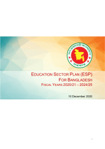 Education Sector Plan Bangladesh 2020-2025