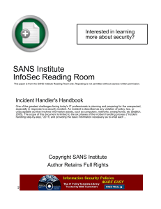 SANS Incident Handlers Handbook