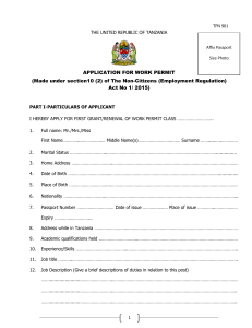 Work Permit Renewal Application Form