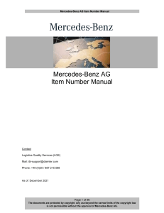 Mercedes-Benz AG Item Number Manual