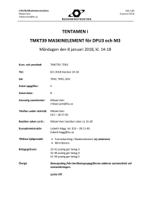 TMKT39 Maskinelement Tentamen