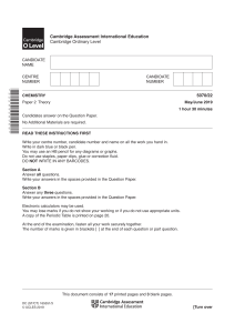 Cambridge O Level Chemistry Exam Paper 2 Theory 2019