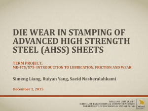 TERM PROJECT - DIE WEAR IN STAMPING OF ADVANCED HIGH STRENGTH