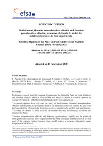 EFSA Journal - 2008 -  - Benfotiamine  thiamine monophosphate chloride and thiamine pyrophosphate chloride  as sources of (1)